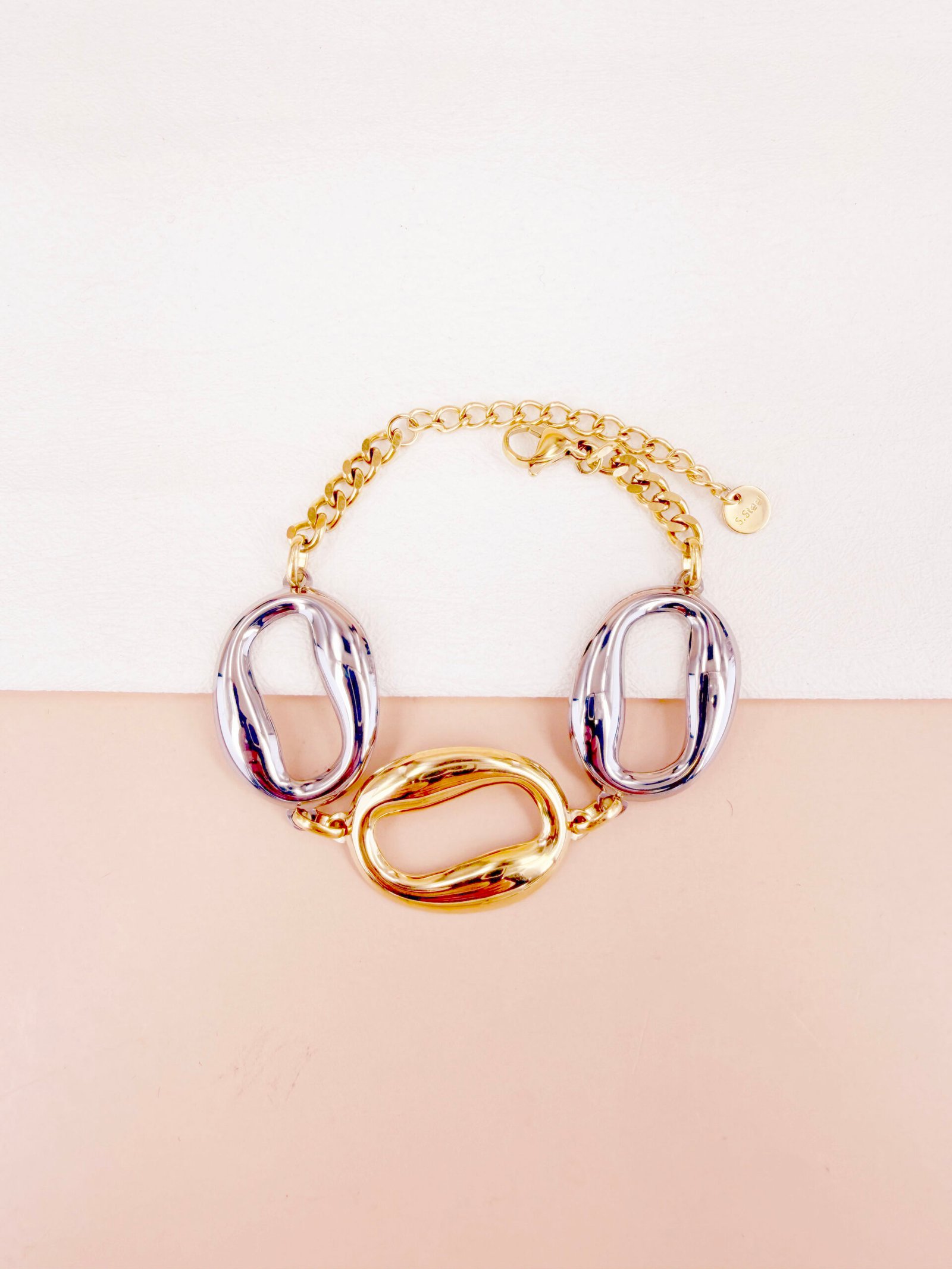 Bracelet Grands Maillons Bicolores en acier inoxydable – Image 3