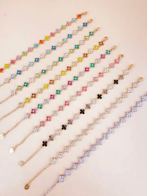 Bracelet Princesse – Fleurs zircon colorées