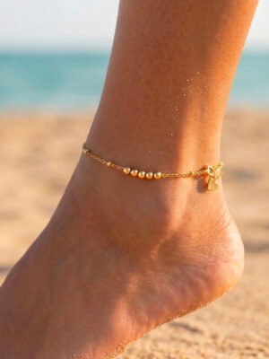 Chaine cheville Yael – Perles dorées