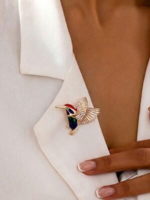 Broche Colibri Royal aux ailes d&rsquo;or et rubis