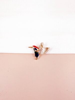 Broche Colibri Royal aux ailes d&rsquo;or et rubis