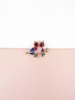 Broche Chouette Sentinelle aux grands yeux d&rsquo;ambre