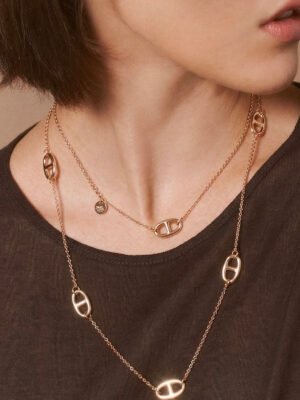 Sautoir Riviera maille marine en acier inoxydable