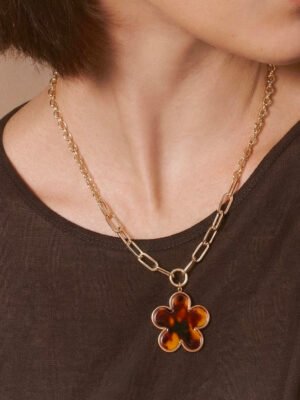 Collier Flower Power en acier inoxydable