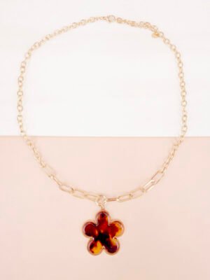 Collier Flower Power en acier inoxydable