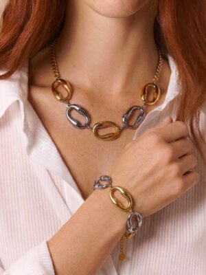 Bracelet Grands Maillons Bicolores en acier inoxydable