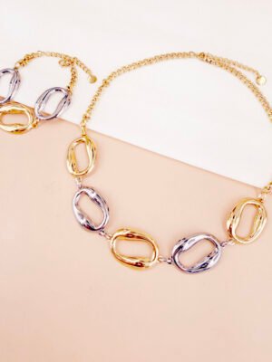 Collier Grand Maillons Bicolores en acier inoxydable