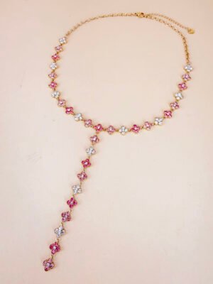 Collier Y Princesse – Fleurs zircon colorées