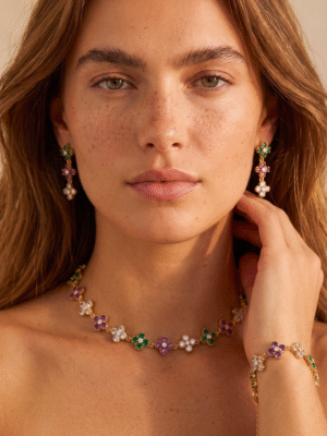 Collier Princesse – Fleurs zircon colorées