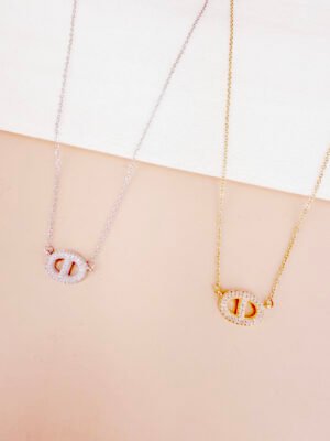 Collier pendentif Maille marine strass Iris