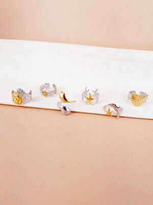 Lot de 6 bagues argent doré Bianca