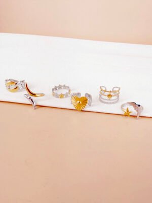 Lot de 6 bagues argent doré Frida