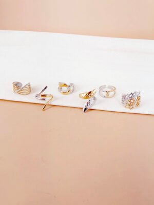 Lot de 6 bagues argent doré Sierra