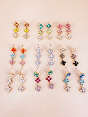 Boucles d&rsquo;oreilles Princesse – Fleurs zircon colorées