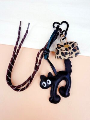 Porte clé sac grigri Ophélie – Chat noir