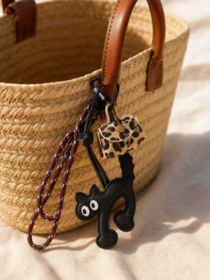 Porte clé sac grigri Ophélie – Chat noir
