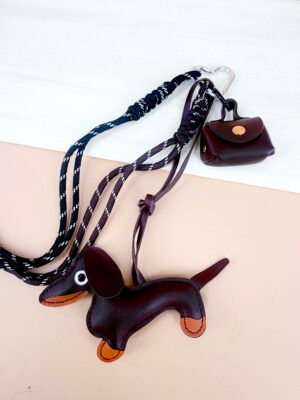 Porte clé sac grigri Aurélie – Chien noir