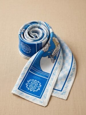 Foulard bandeau satiné bleu imprimé bandana