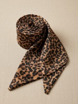 Foulard bandeau satiné imprimé léopard