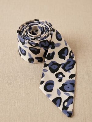 Foulard bandeau satiné motif léopard bleu