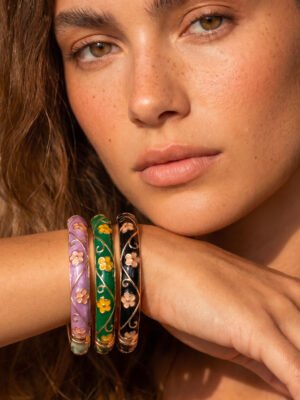 Bracelet Calista – Jonc émaillé fleurs