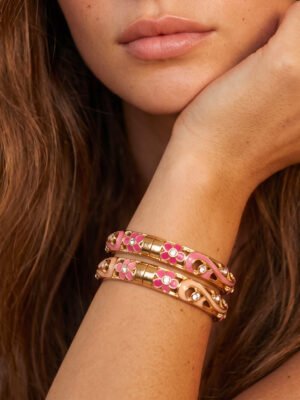 Bracelet Amaryllis – Jonc émaillé fleurs