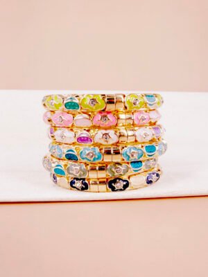 Bracelet Capucine – Jonc émaillé fleurs