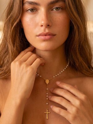 Collier Chapelet – Perles blanches