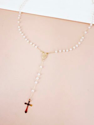 Collier Chapelet – Perles blanches