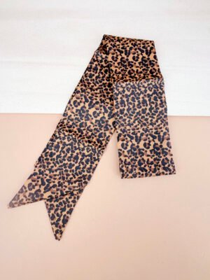 Foulard bandeau satiné imprimé léopard