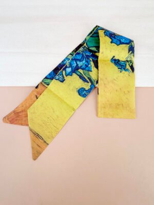 Foulard bandeau satiné multicolore motif tropical