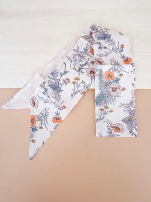 Foulard bandeau satiné multicolore motif fleurs