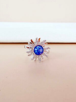 Bague Ambre – Anti-stress soleil pierre bleue