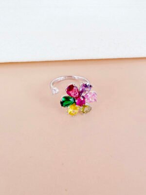 Bague Anais – Anti-stress fleurs pierres multicolores