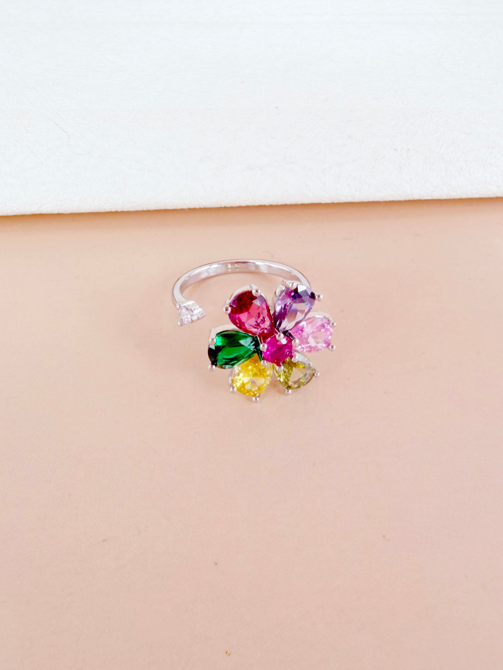 Bague Anais - Anti-stress fleurs pierres multicolores – Image 2