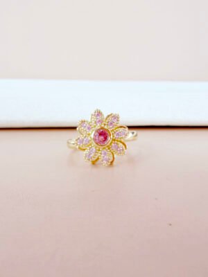 Bague Ariane – Anti-stress soleil rose strass