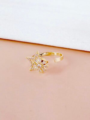 Bague Aurore – Anti-stress étoile dorée strass