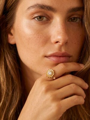 Bague Berenice – Anti-stress fleur violette dorée
