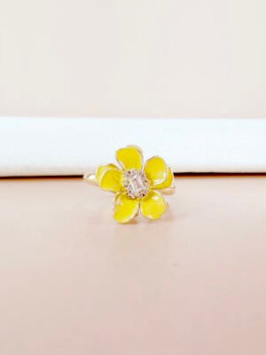 Bague Celeste – Anti-stress fleur jaune strass