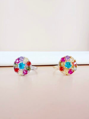Bague Clemence – Anti-stress fleurs strass argent et doré
