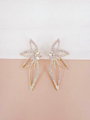 Boucles d&rsquo;oreilles Nelia – Feuilles strass