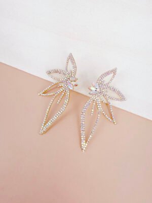Boucles d&rsquo;oreilles Nelia – Feuilles strass