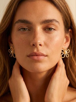 Boucles d’oreilles Jeanne – Fleur dorée ajourée