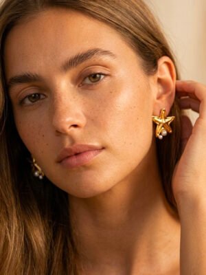 Boucles d’oreilles Josephine – Étoile dorée brillante
