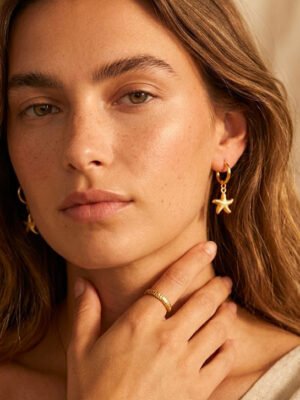 Boucles d’oreilles Lou – Créoles étoile dorée