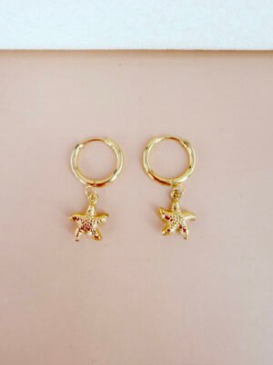 Boucles d’oreilles Lou – Créoles étoile dorée