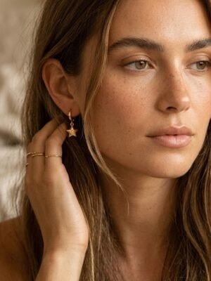 Boucles d’oreilles Diane – Étoiles dorées acier inoxydable
