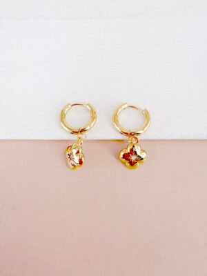 Boucles d’oreilles Flora – Dorées acier inoxydable