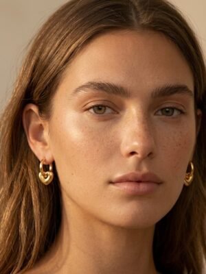 Boucles d’oreilles Noelie – Cœurs dorés acier inoxydable