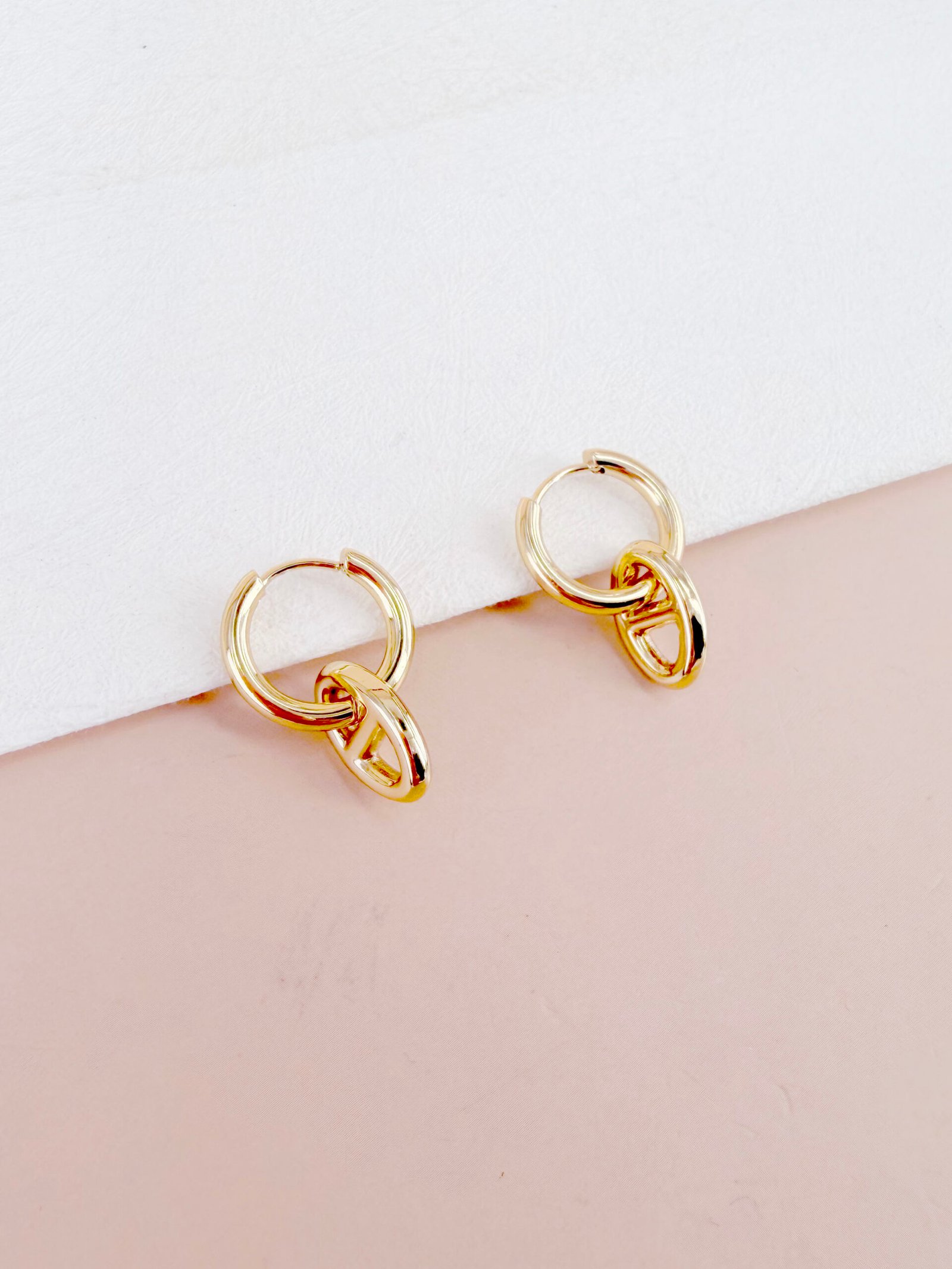 Boucles d'oreilles Maelle - Maille marine dorée acier inoxydable – Image 2